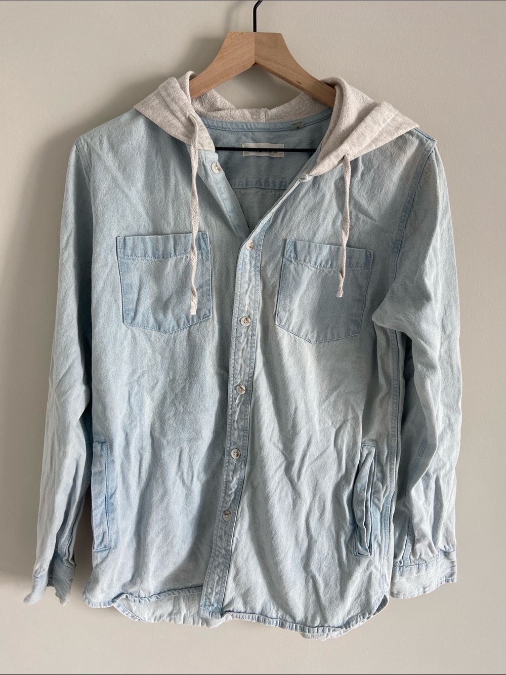 Pacsun Light wash Denim hooded button up Shirt